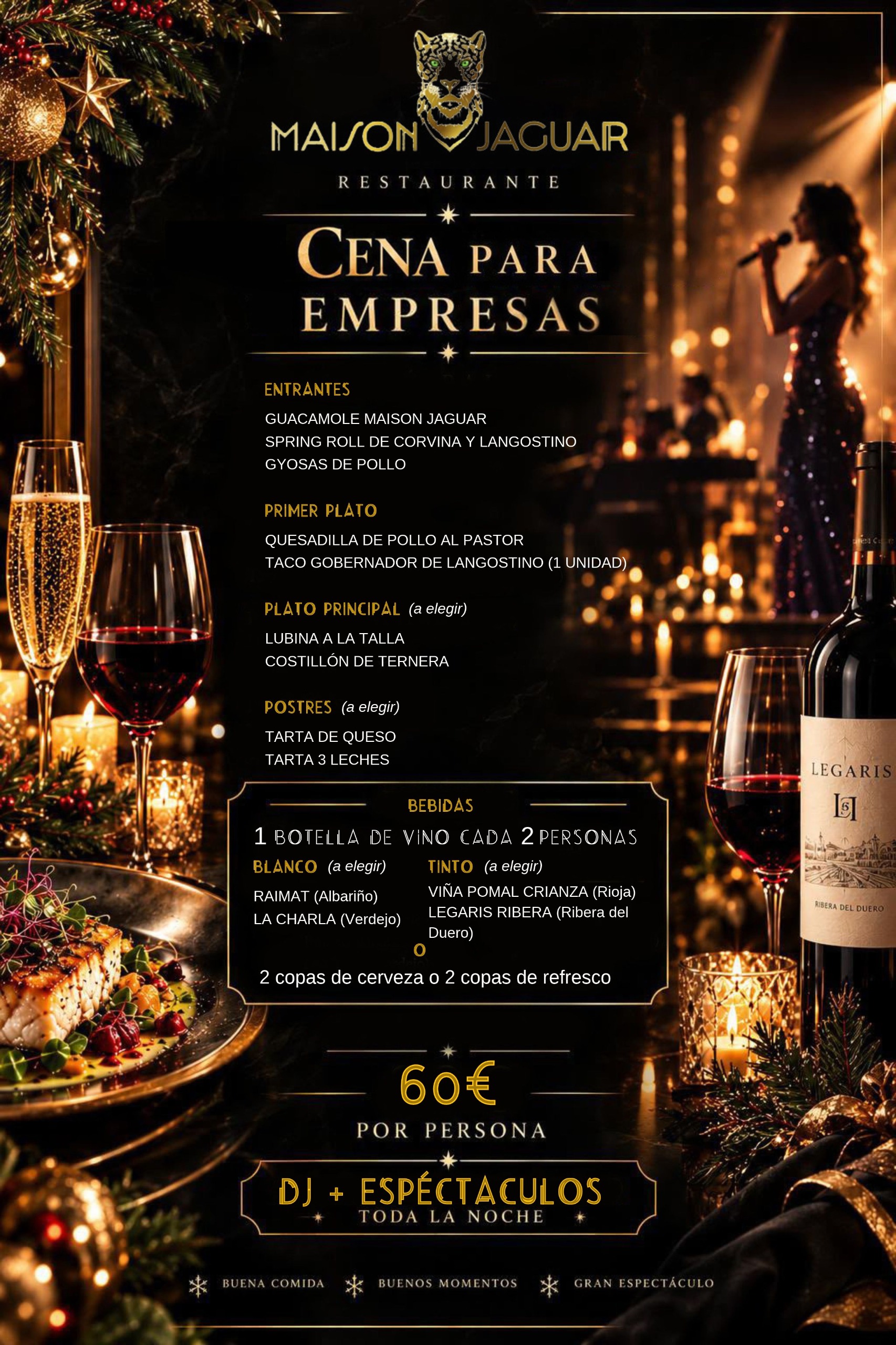 Cena de empresa 60 € Restaurante Maison Jaguar Madrid