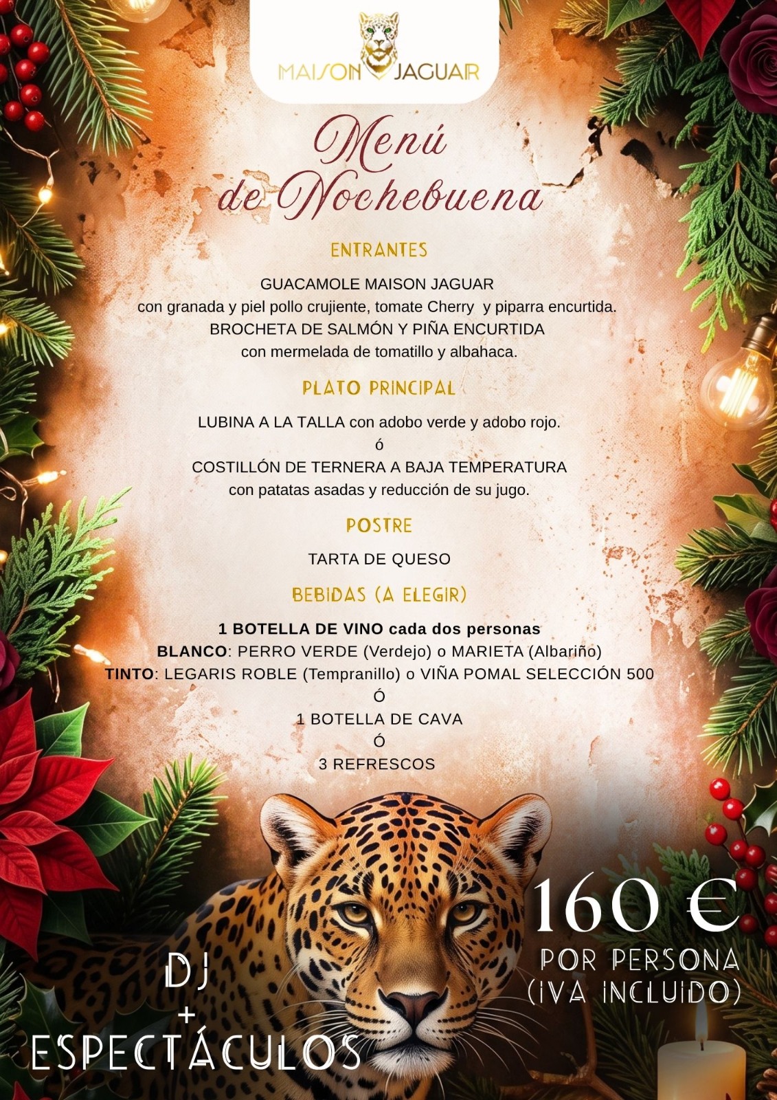 Cena de Nochebuena Madrid 2026 Restaurante Maison Jaguar