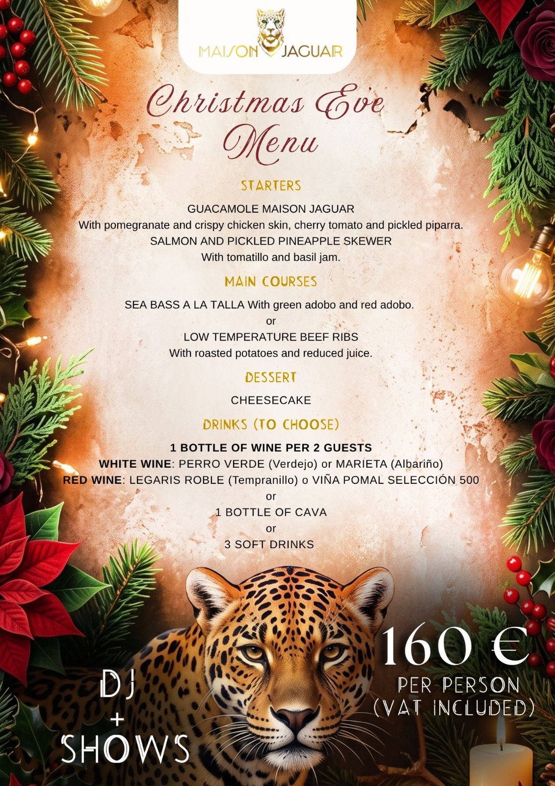 Chistmas Eve Dinner Madrid 2026 Maison Jaguar Restaurant
